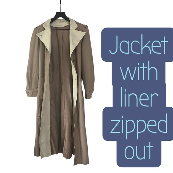 Windsor Bay Vintage 1980’s belted tan rain coat with zip out lining - Picture 3 of 16